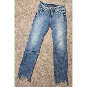 Silver Jeans Co Womens Ankle Suki Straight Denim Raw Hem Size 28